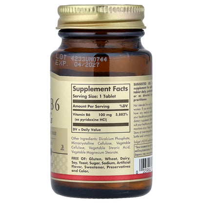 Solgar, Vitamin B6, 100 mg, 100 Tablets