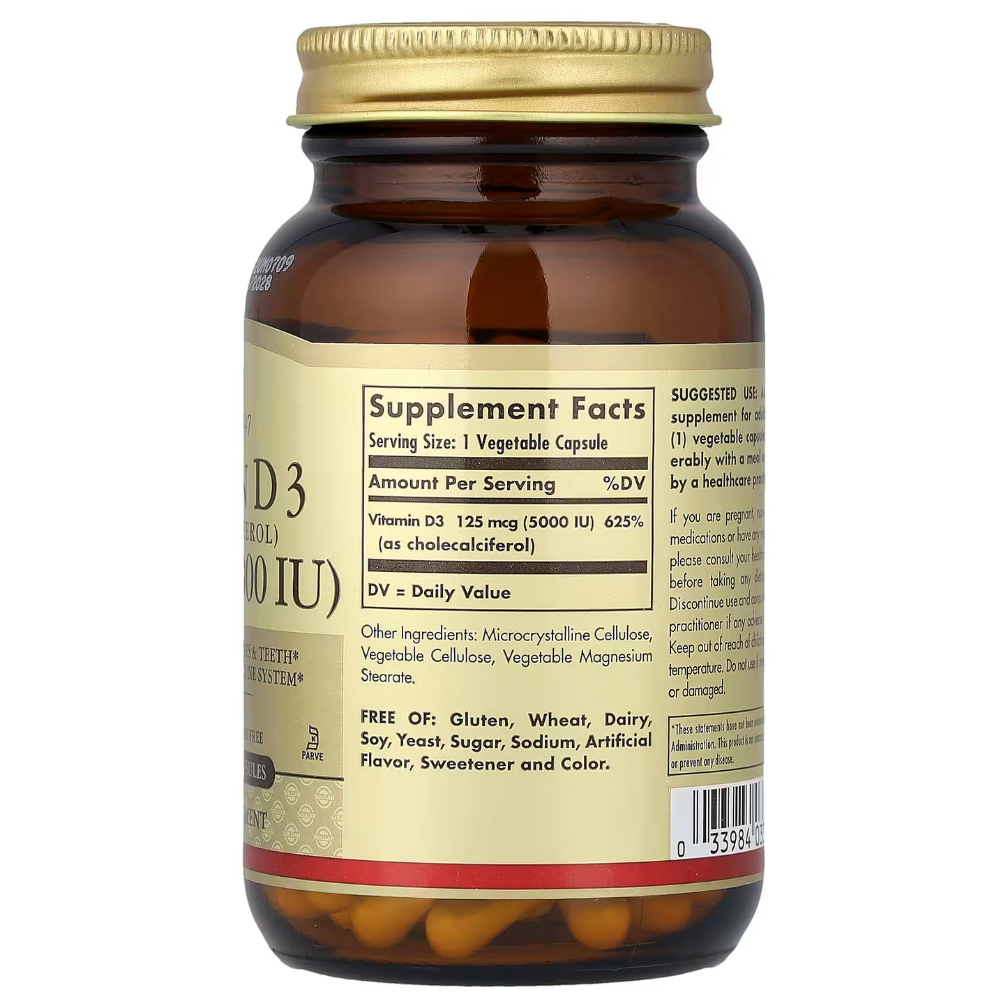 Solgar, Vitamin D3, 125 mcg (5000 IU), 120 Vegetable Capsules