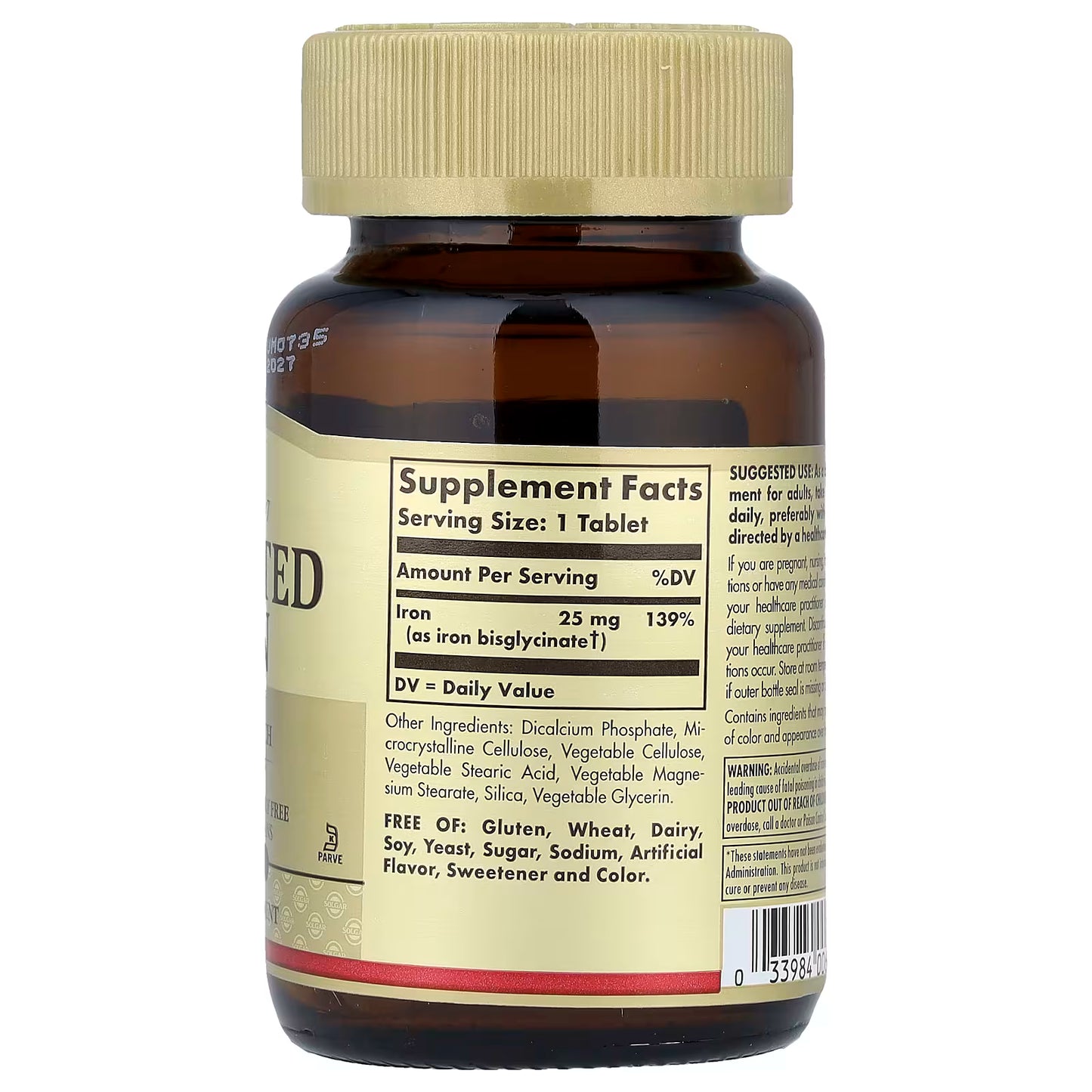 Solgar, Chelated Iron, 100 Tablets (25 mg per Tablet)