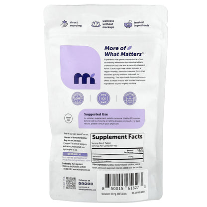 Micro Ingredients, Melatonin, Strawberry, 20 mg, 400 Tablets