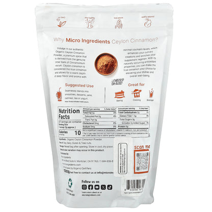 Micro Ingredients, Organic Ceylon Cinnamon Powder, 1 lb (454 g)