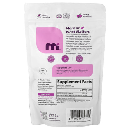 Micro Ingredients, NAC with NAD+, 300 Softgels