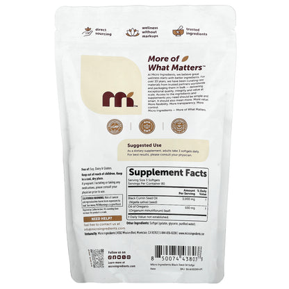 Micro Ingredients, Black Seed Oil with Oil of Oregano, 240 Softgels