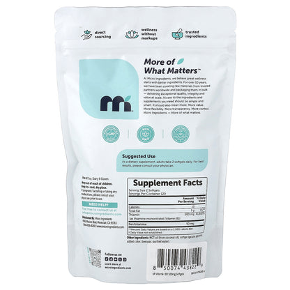 Micro Ingredients, Vitamin B1 with Benfotiamine, 240 Softgels