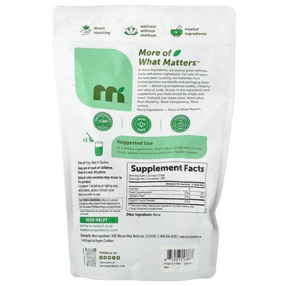 Micro Ingredients, Organic Inulin Powder, Unflavored, 1.1 lb (500 g)