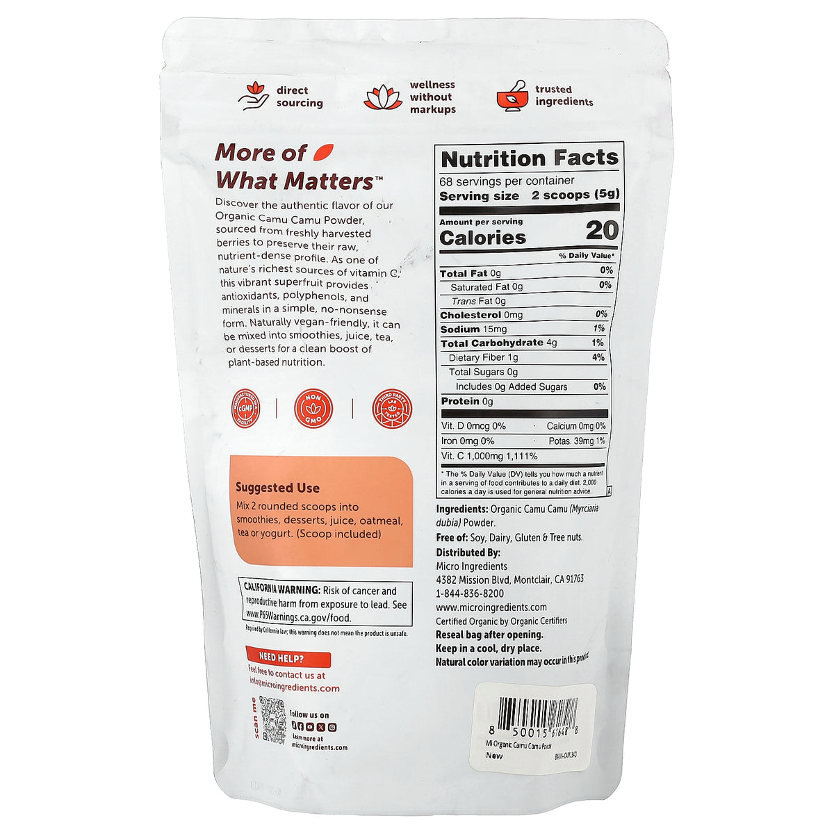 Micro Ingredients, Organic Camu Camu Powder, 12 oz (340 g)