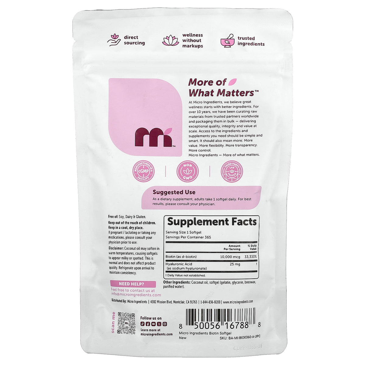 Micro Ingredients, Biotin, 365 Softgels