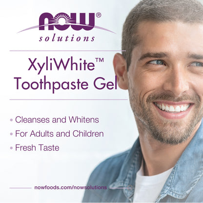 NOW Solutions, Xyliwhite™ Toothpaste Gel, Refreshmint, Cleanses and Whitens, Fresh Taste, 6.4-Ounce