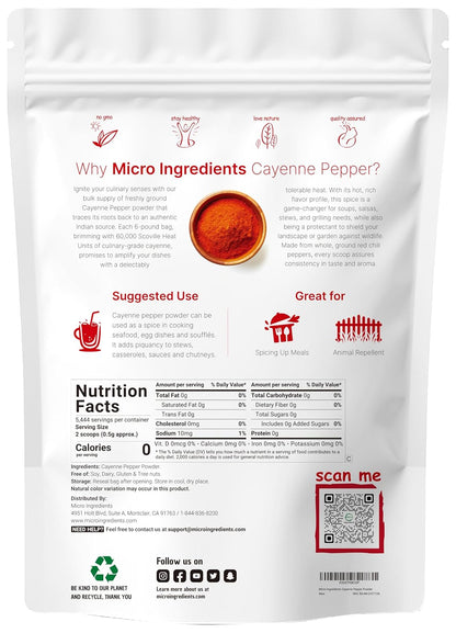 Micro Ingredients, Ground Cayenne Pepper Powder, 6lbs