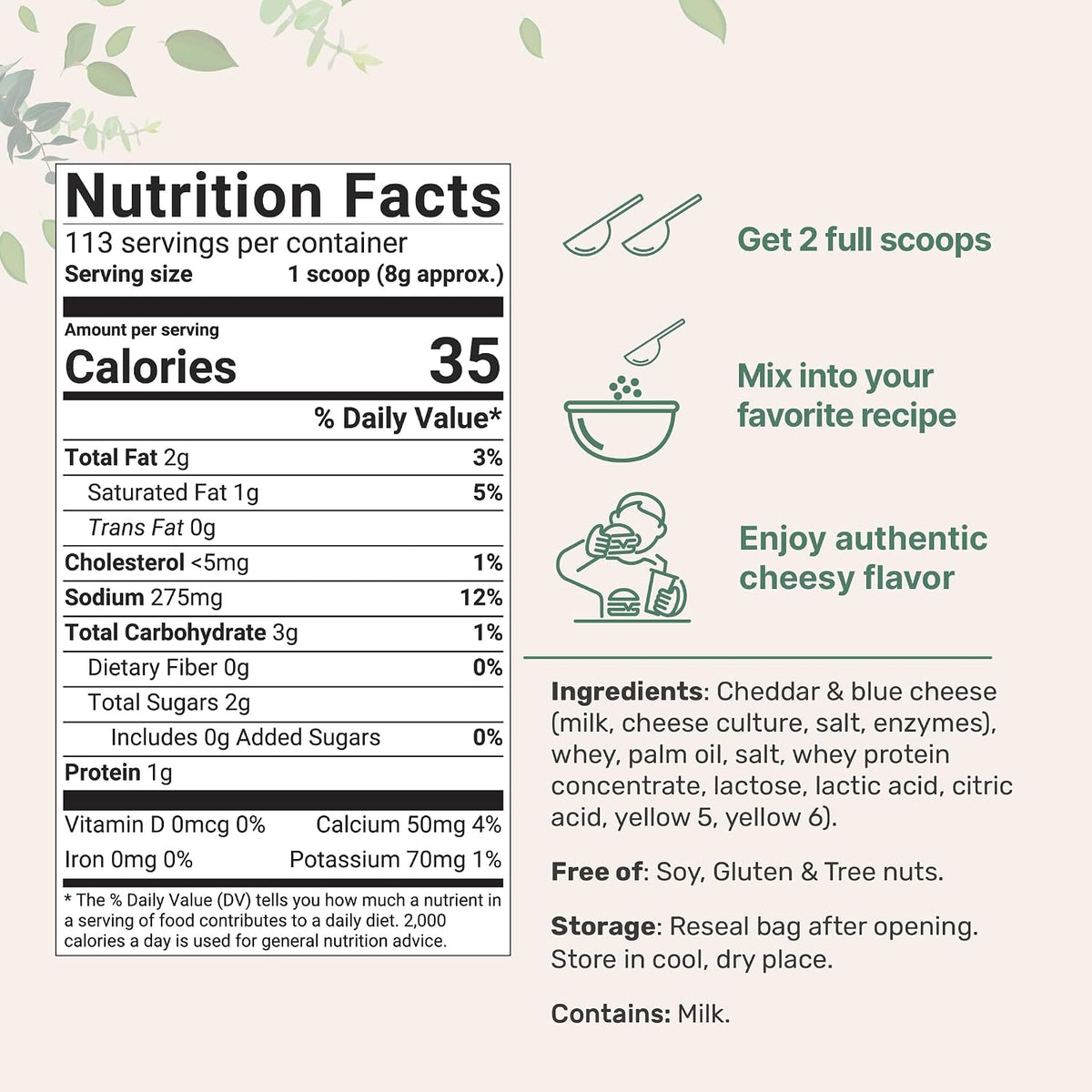 Micro Ingredients, Cheddar Cheese Powder with Whey Protein Concentrate, 2lbs