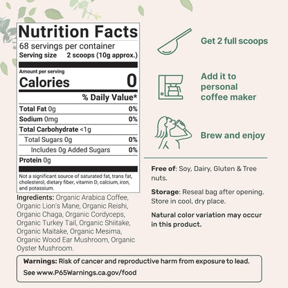 Micro Ingredients, Organic 10 in 1 Ground Mushroom Coffee, 24 Ounce