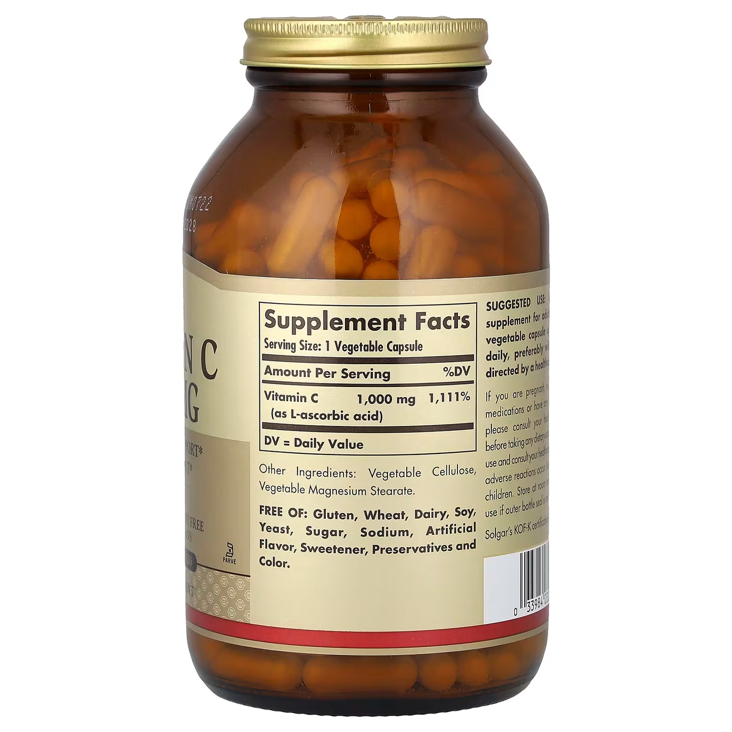 Solgar, Vitamin C, 1,000 mg, 250 Vegetable Capsules