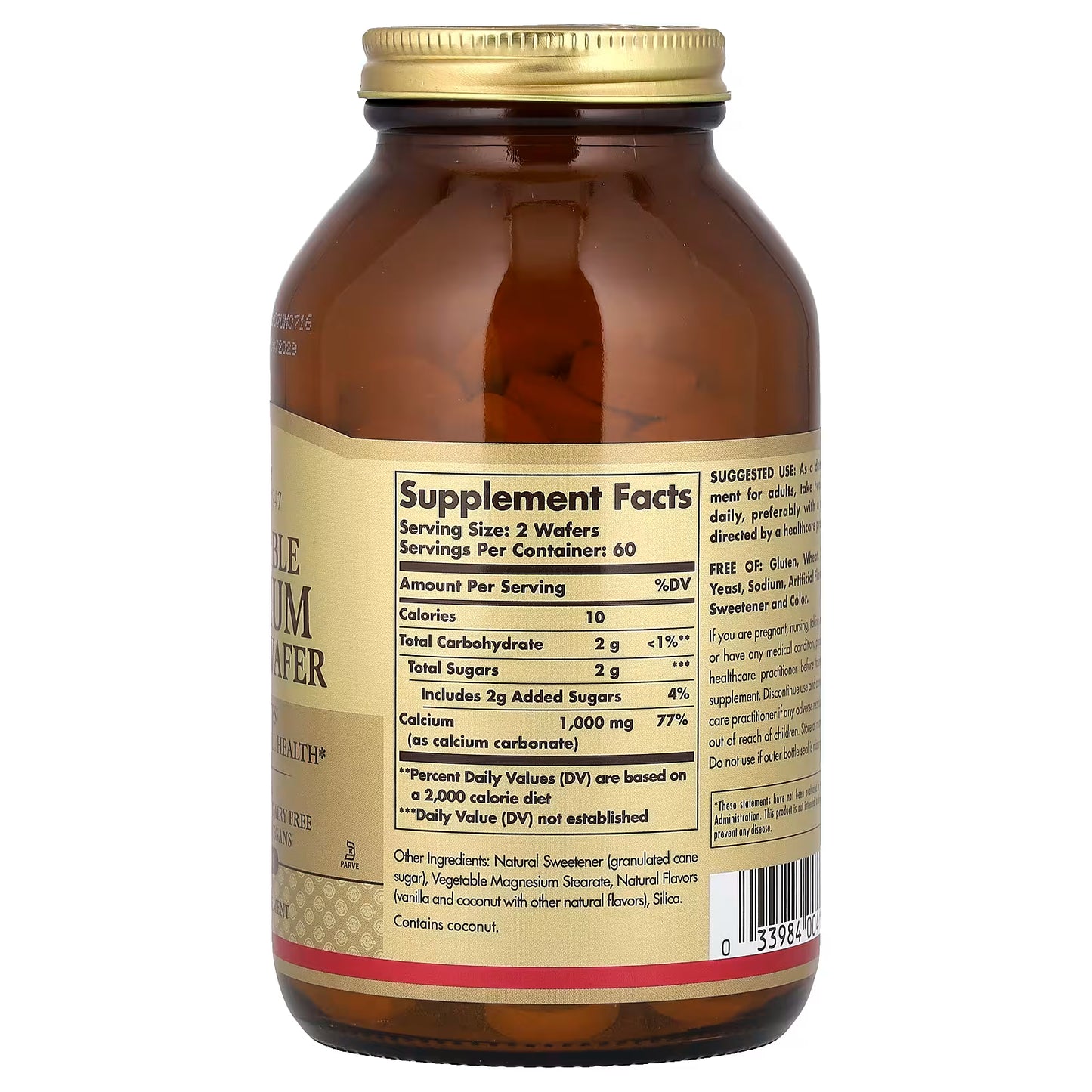 Solgar, Chewable Calcium, 120 Wafers (500 mg per Wafer)