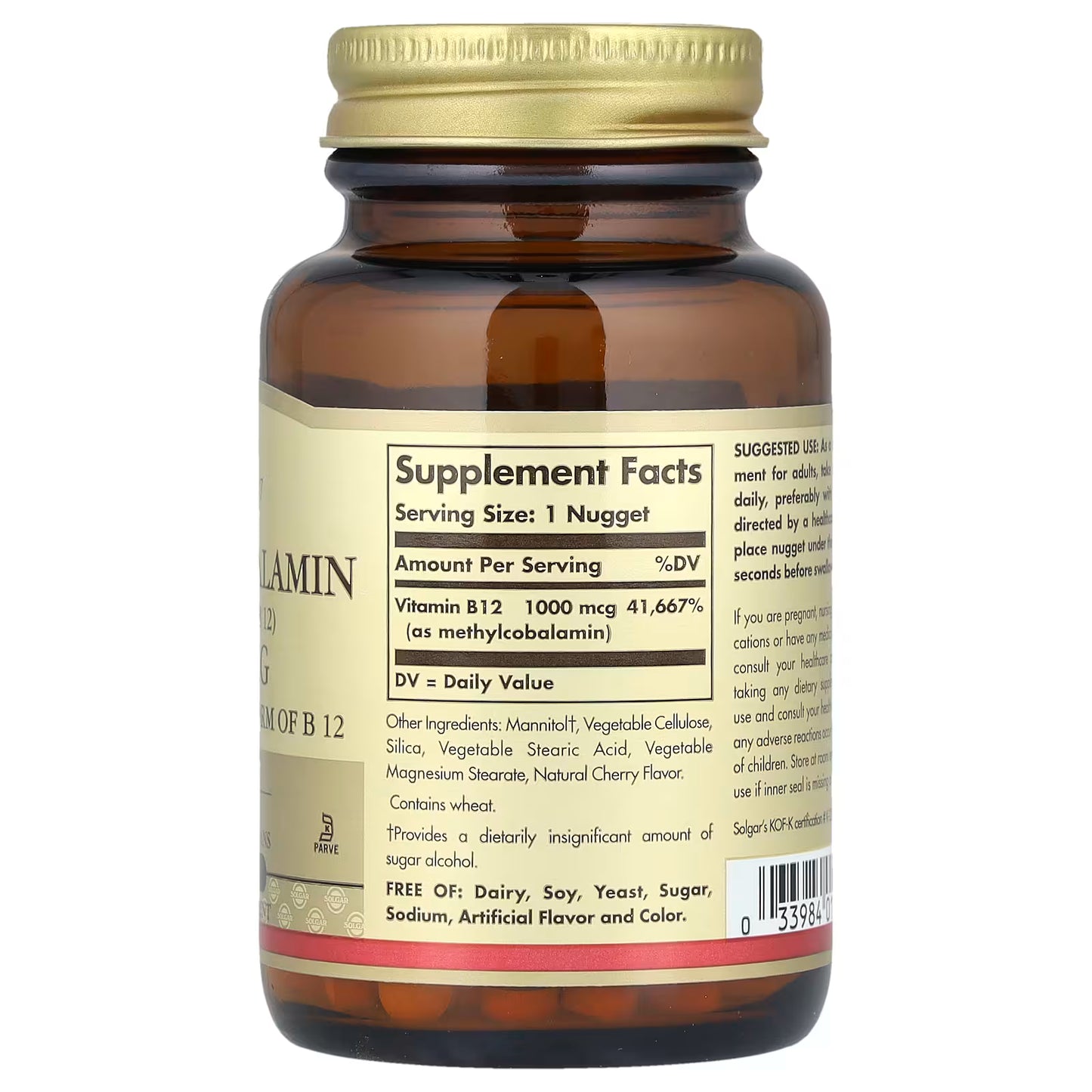 Solgar, Methylcobalamin (Vitamin B12), 1,000 mcg, 60 Nuggets