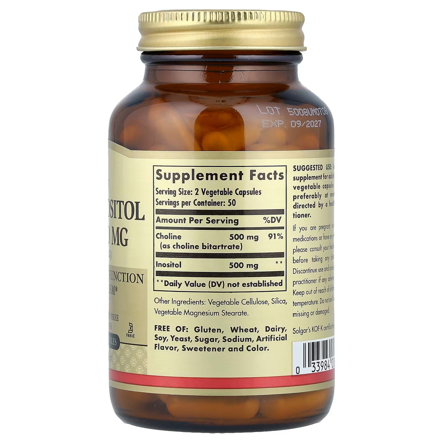 Solgar, Choline/Inositol, 100 Vegetable Capsules