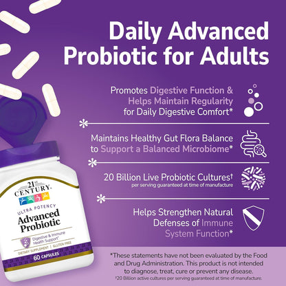 21st Century, Ultra Potency Advanced Probiotic, 60 Capsules