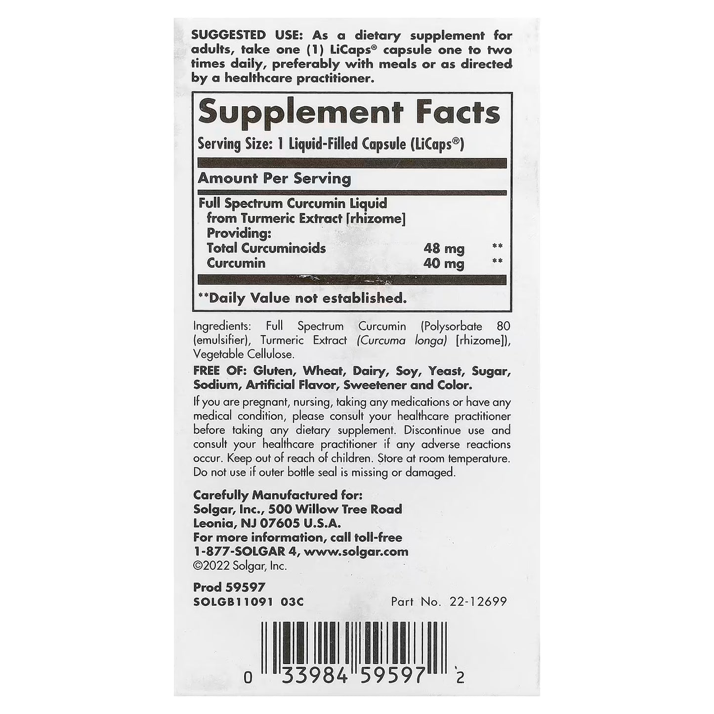 Solgar, Full Spectrum Curcumin, 30 LiCaps®