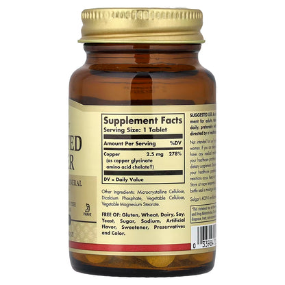 Solgar, Chelated Copper, 100 Tablets (2.5 mg per Tablet)