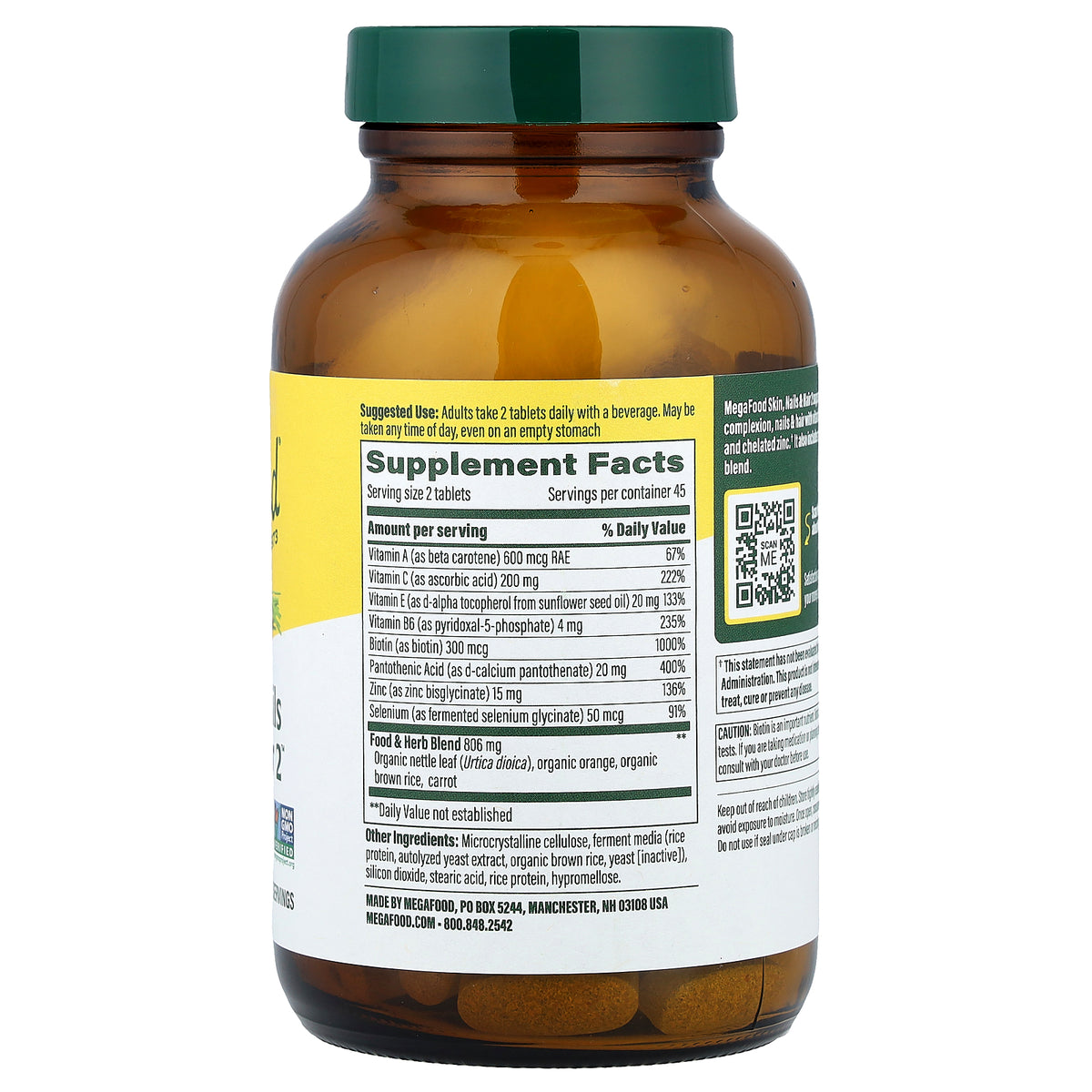 MegaFood, Skin, Nails & Hair 2™, 90 Tablets