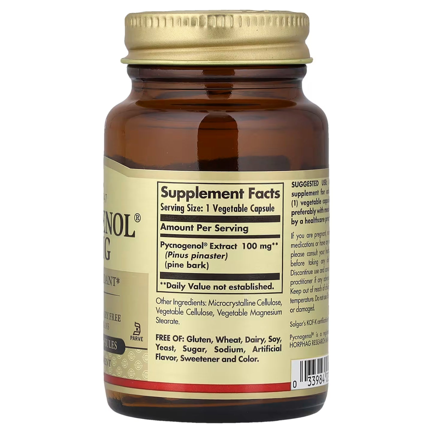 Solgar, Pycnogenol, 100 mg, 30 Vegetable Capsules