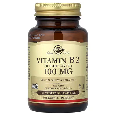 Solgar, Vitamin B2 (Riboflavin), 100 mg, 100 Vegetable Capsules