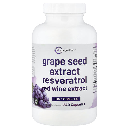 Micro Ingredients, Grape Seed Extract Resveratrol Red Wine Extract, 240 Capsules
