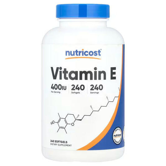 Nutricost, Vitamin E, 180 mg (400 IU), 240 Softgels