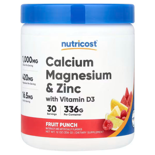 Nutricost, Calcium Magnesium & Zinc With Vitamin D3, Fruit Punch, 12 oz (336 g)