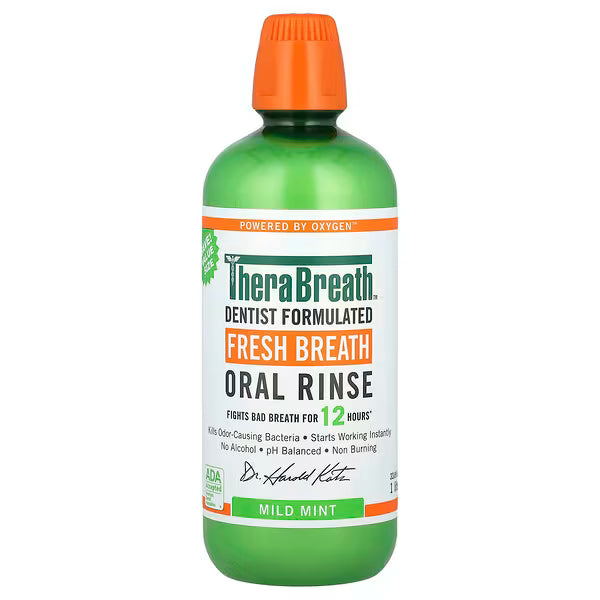 TheraBreath, Fresh Breath Oral Rinse, Mild Mint , 33.8 fl oz (1 l)