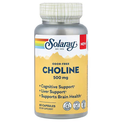 Solaray, Choline, Odor-Free, 500 mg, 60 Capsules