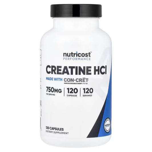 Nutricost, Performance, Creatine HCl, 750 mg, 120 Capsules