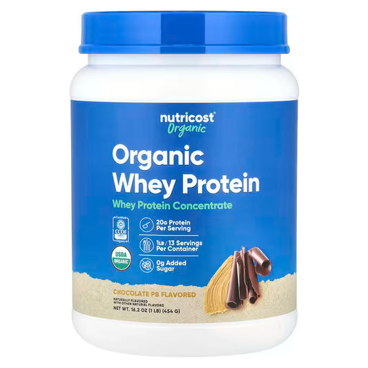 Nutricost, Organic Whey Protein, Chocolate PB, 1 lb (454 g)