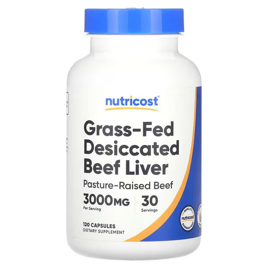 Nutricost, Grass-Fed Desiccated Beef Liver, 120 Capsules (750 mg per Capsule)