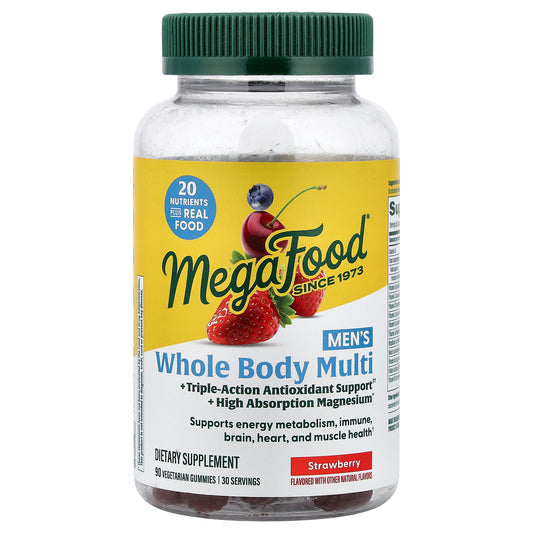 MegaFood, Men's Whole Body Multi Gummy, Strawberry, 90 Vegetarian Gummies