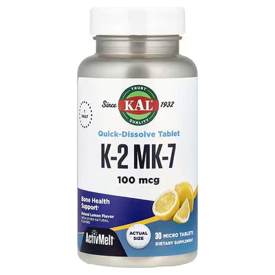 KAL, K-2 MK-7, Natural Lemon, 100 mcg, 30 Micro Tablets
