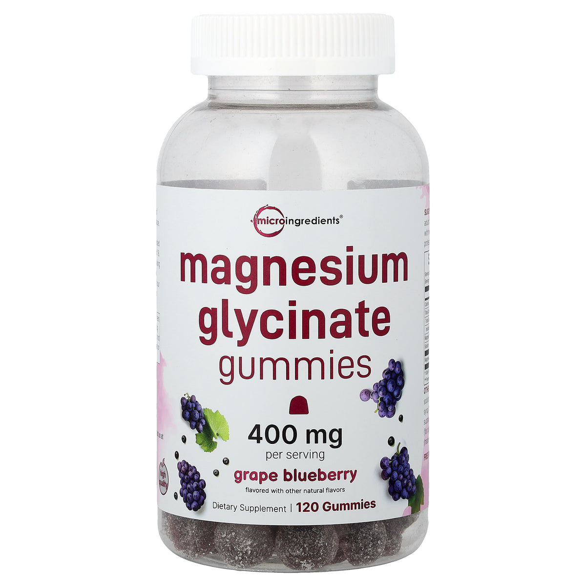 Micro Ingredients, Magnesium Glycinate Gummies, Grape Blueberry, 120 Gummies (200 mg per Gummy)