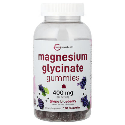 Micro Ingredients, Magnesium Glycinate Gummies, Grape Blueberry, 120 Gummies (200 mg per Gummy)