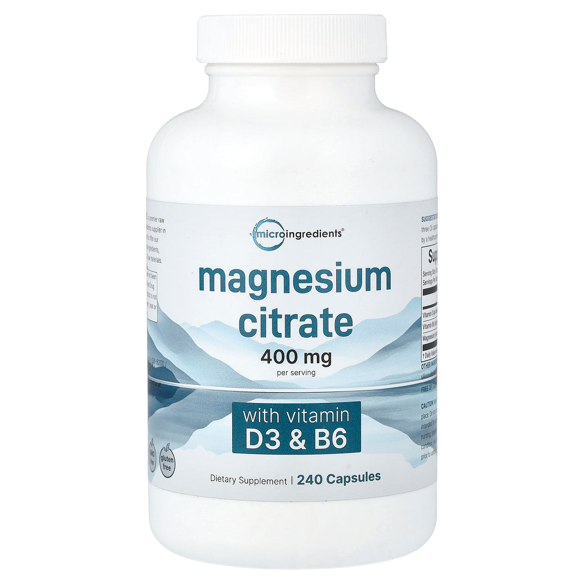 Micro Ingredients, Magnesium Citrate with Vitamin D3 & B6, 240 Capsules