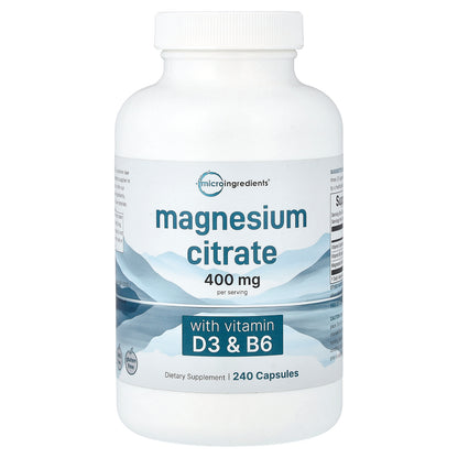 Micro Ingredients, Magnesium Citrate with Vitamin D3 & B6, 240 Capsules