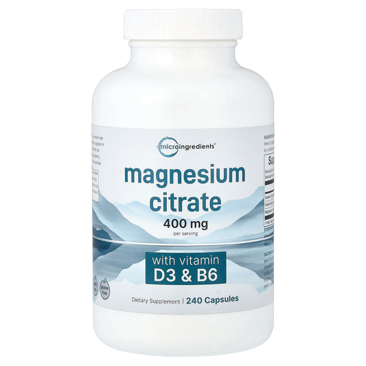 Micro Ingredients, Magnesium Citrate with Vitamin D3 & B6, 240 Capsules