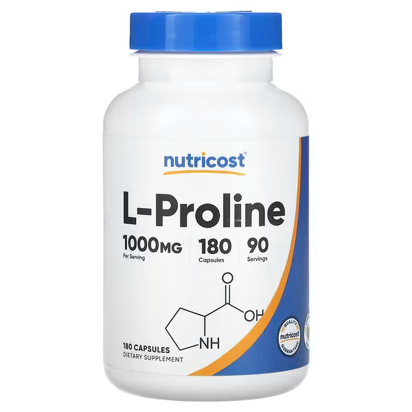 Nutricost, L-Proline, 180 Capsules (500 mg per Capsule)