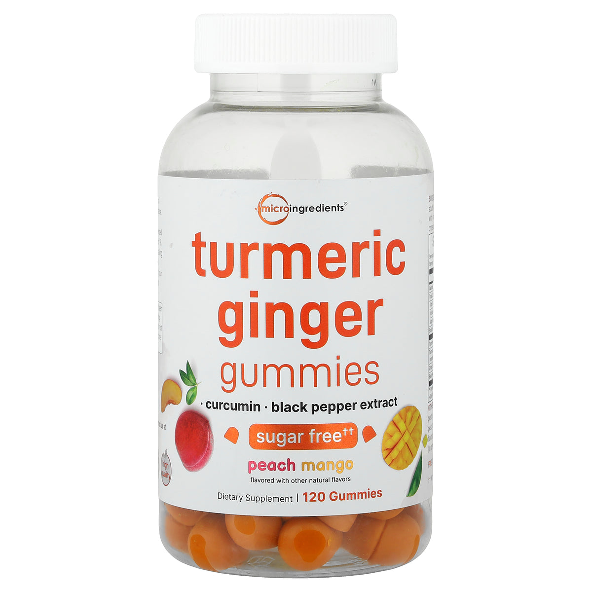 Micro Ingredients, Turmeric Ginger Gummies, Peach Mango, 120 Gummies