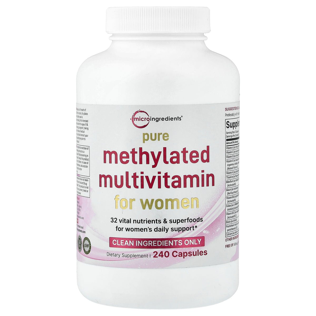 Micro Ingredients, Pure Methylated Multivitamin For Women, 240 Capsules