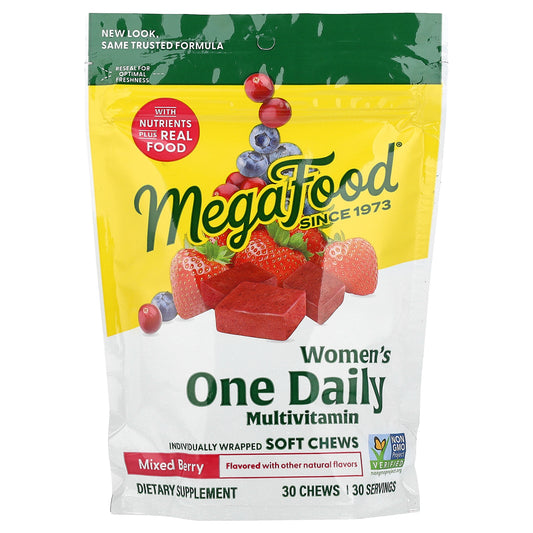 MegaFood, Women's One Daily Multivitamin, Mixed Berry, 30 Individually Wrapped Soft Chews