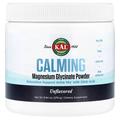 KAL, Calming Magnesium Glycinate Powder, Unflavored, 9.84 oz (279 g)