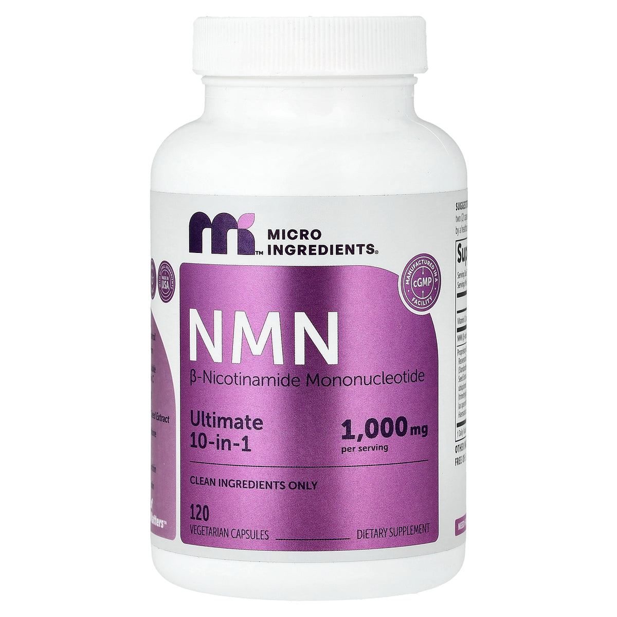 Micro Ingredients, NMN, 120 Vegetarian Capsules