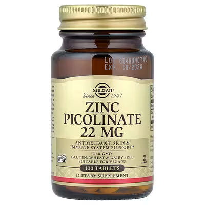 Solgar, Zinc Picolinate, 22 mg, 100 Tablets