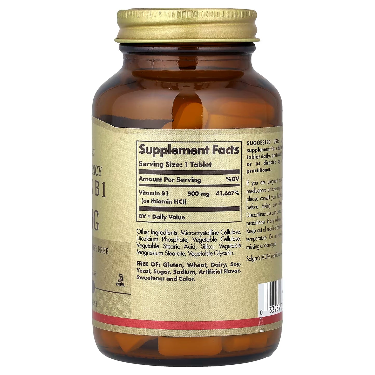 Solgar, Vitamin B1, 500 mg, 100 Tablets