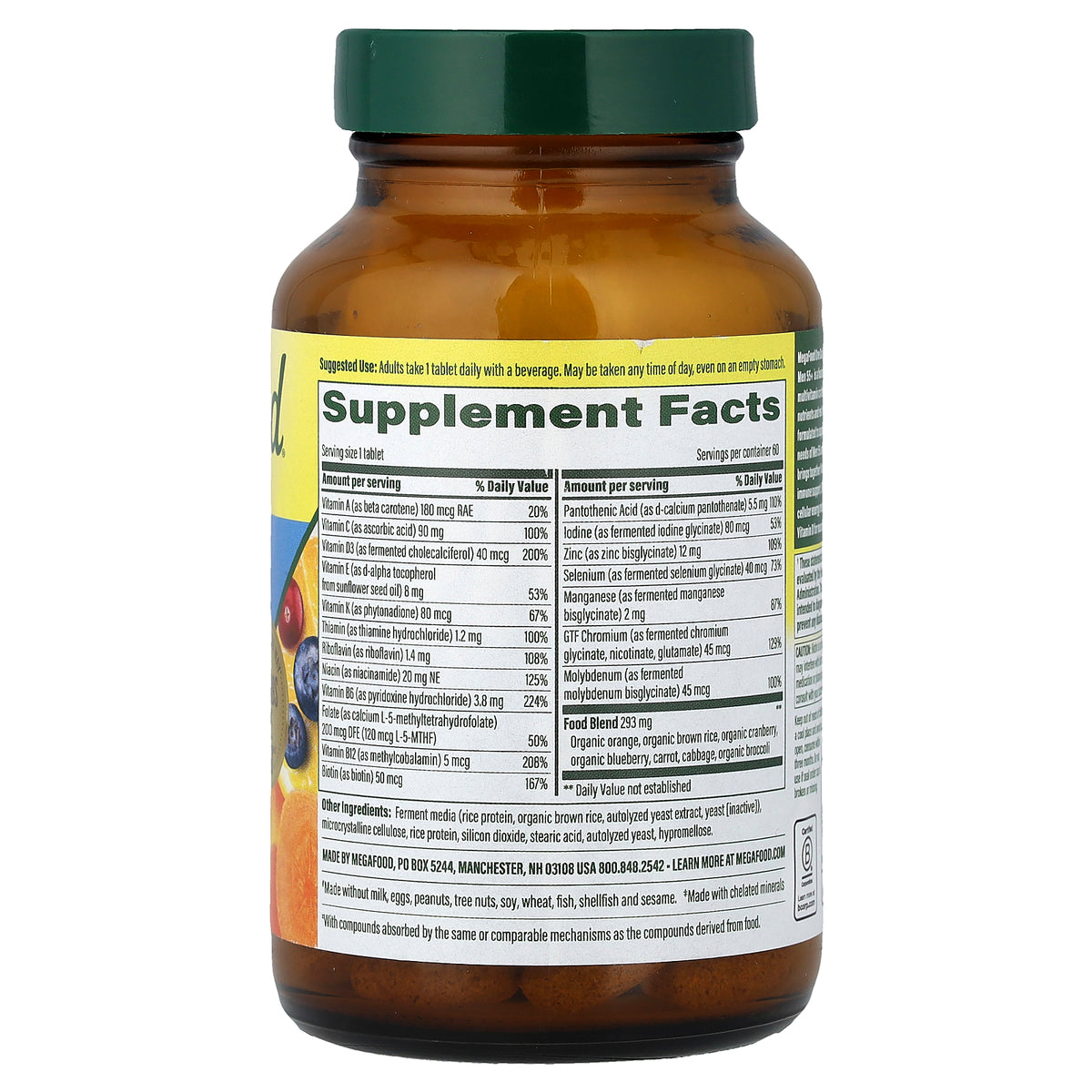 MegaFood, One Daily Multivitamin, For Men 55+, 60 Tablets