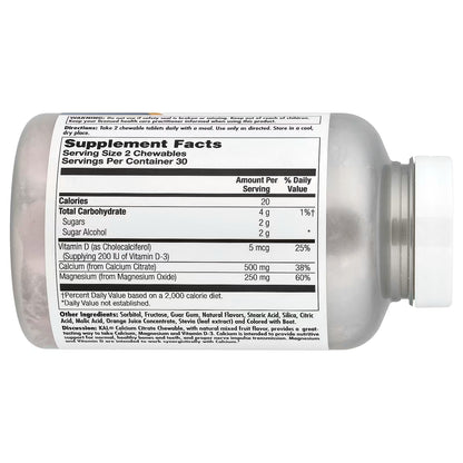 KAL, Calcium Citrate+, Mixed Fruit, 60 Chewables